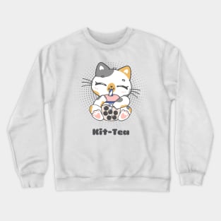 Funny Kawaii Kit-tea| Funny Bubble Tea Cat Lover Crewneck Sweatshirt